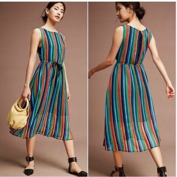 Eve Franco X Anthropologie Rainbow Crochet Midi Dress NWOT Size 0 (XS) - Picture 7 of 16